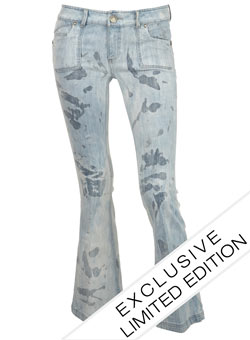 Acid blue skinny flare jeans