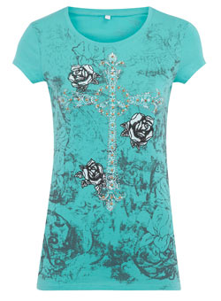 B-Soul green crucifix t-shirt