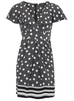 Dorothy Perkins Black/ivory spot ruffle tunic