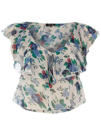 Blue floral crop blouse DP65000294