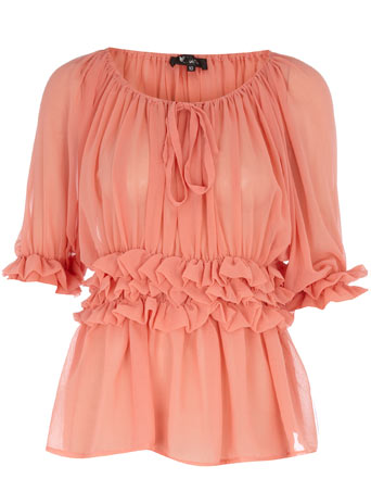 Dorothy Perkins Coral chiffon ruched blouse DP65000302