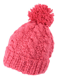 Coral oversized pom pom beanie