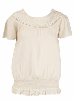 Cream crochet trim top