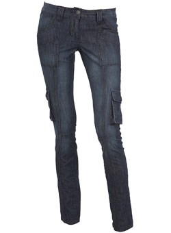 Dorothy Perkins Dark wash utility jeans