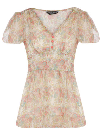 Ditsy georgette tea blouse