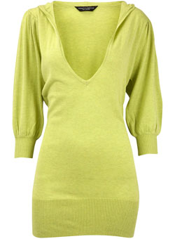 Lime v-neck hooded jumper