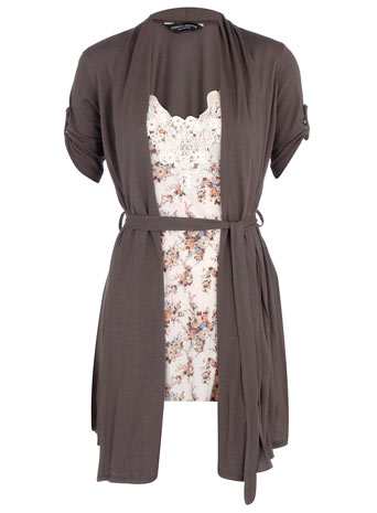 Dorothy Perkins Mocha drape 2in1 cardigan