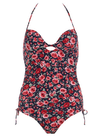 Navy floral twist swimsuit DP06937930