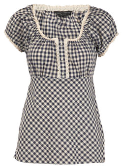 Navy gingham gypsy top