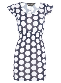 Dorothy Perkins Navy spot shirred waist tunic