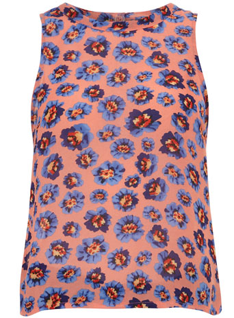 Peach floral sleeveless blouse DP75100527