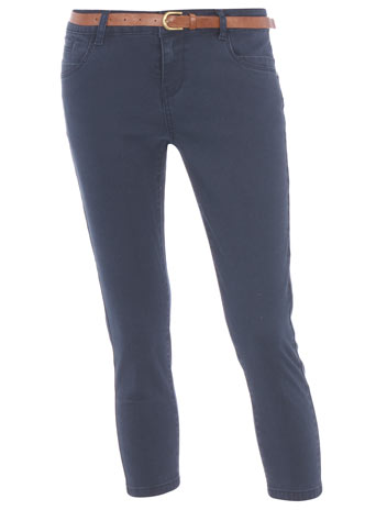 Petite navy twill capri pants