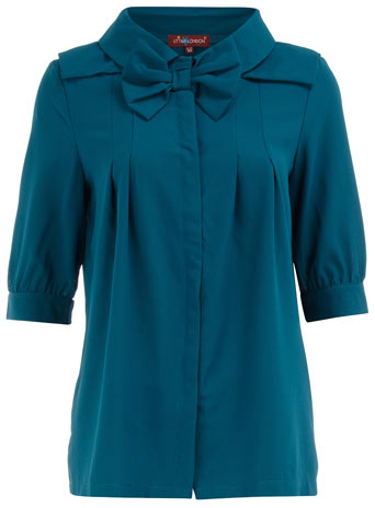 Petrol blue bow blouse DP50131282