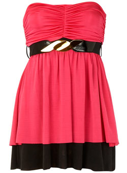 Pink/black belted top