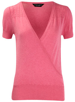 Pink pointelle wrap jumper