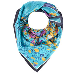 Purple floral polysatin scarf