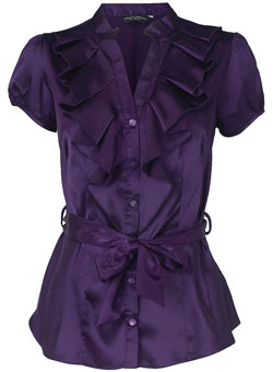 Purple satin tie blouse