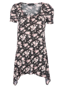 Dorothy Perkins Rose print hanky hem top