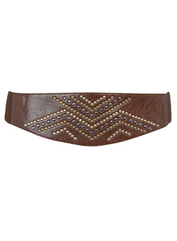 Tan studded cummerbund belt