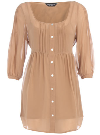Taupe georgette button blouse DP05203184