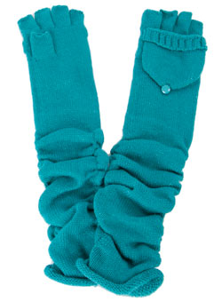 Teal long fingerless gloves