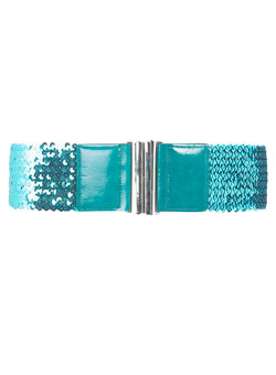 Teal sequin elastic belt