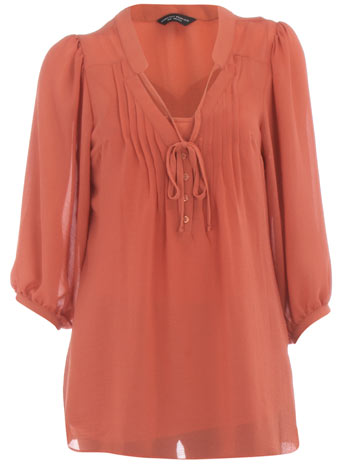 Dorothy Perkins Terracota tie pintuck blouse DP05200056