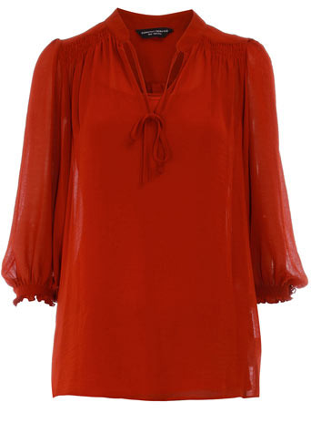 Dorothy Perkins Terracotta tie neck blouse DP05251916