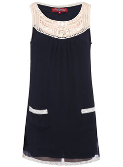 Dorothy Perkins Uttam navy crochet tunic