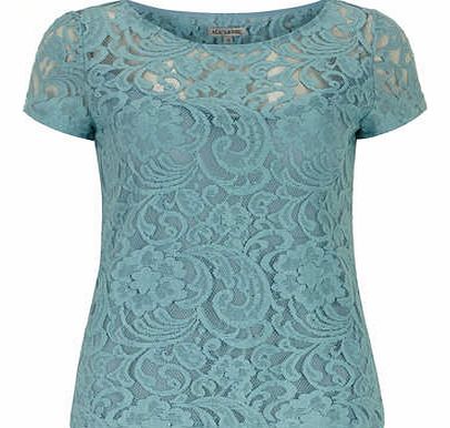 Womens Alice & You Sea Blue Lace Tee- Blue