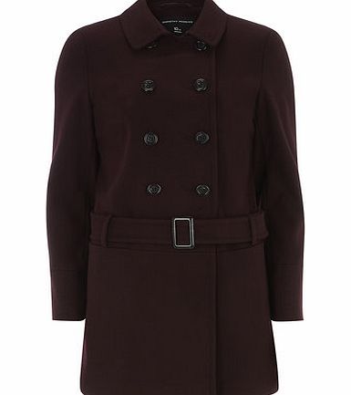 Womens Berry Multistitch Coat- Burgundy DP98517498