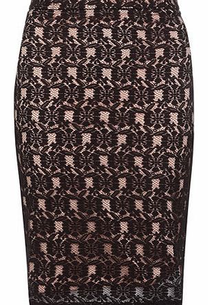 Womens Black/blush lace layer skirt- Pink