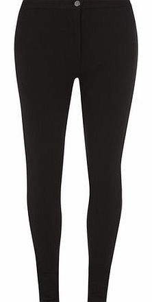 Womens Black Button up Twill Treggings- Black