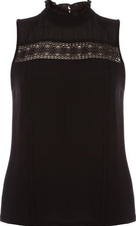 Dorothy Perkins, 1134[^]262015000705944 Womens Black crochet Top- Black DP05595901