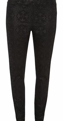 Womens Black Print Coated ``Lyla`` high Waist