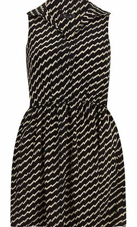 Womens Black slant zigzag print dress- Black