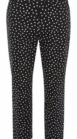 Womens Black Spotted Peg Trousers- Black