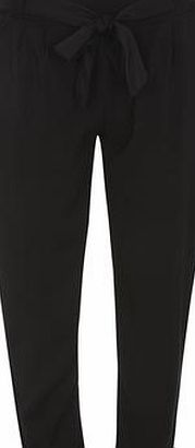 Dorothy Perkins Womens Black Tie Waist Satin Trousers- Black