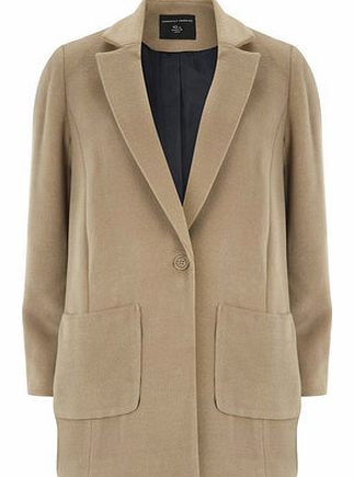 Womens Camel Brushed Boyfriend Coat- Camel