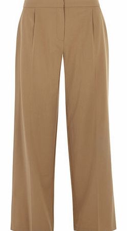 Womens Camel High Waisted Wideleg Trousers-