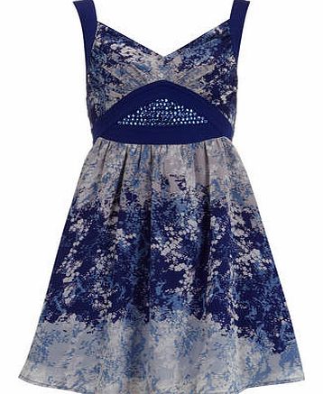 Womens Chase 7 Blue Floral Greek Dress- Blue