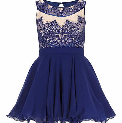 Womens Chi Chi Eyelash lace skater dress- Blue