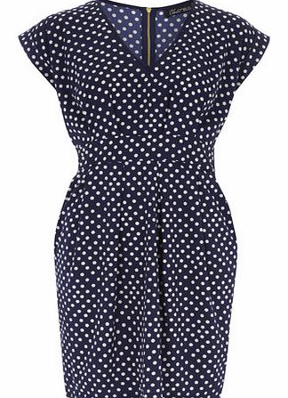 Womens Closet Navy Polka Tie Back Dress- Blue