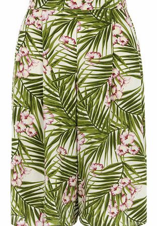 Womens Hawaiian Print Culottes- White DP14551982