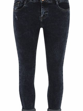 Dorothy Perkins Womens Indigo Acid ``Harper`` Skinny Roll Up