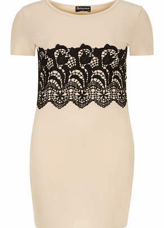 Womens Indulgence Beige Fitted Dress- White