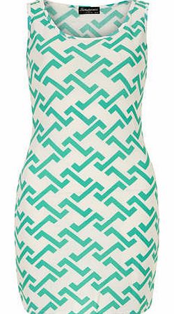 Womens Indulgence Green Zig Zag Print Dress-