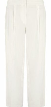 Womens Ivory Highwaisted Wideleg Trousers- Ivory