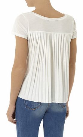 Womens Ivory Pleat Back Tee- Cream DP56380782