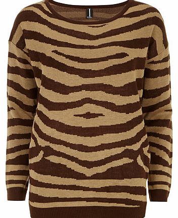 Womens Izabel London Brown zebra print knit